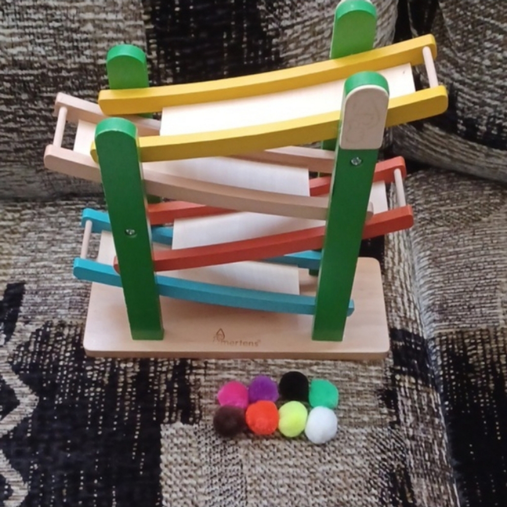 4/$80 Wooden Toy Ramp With Colourful Pompoms